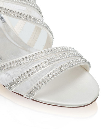 ウェディングサンダルラインストーンピープトウブライダルシューズ