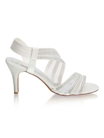 ウェディングサンダルラインストーンピープトウブライダルシューズ