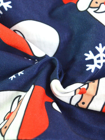 親子ペア クリスマス パジャマ ディープブルー 家族お揃い ポリエステル 大人用 着ぐるみ パジャマ ジャンプスーツ 寝巻き