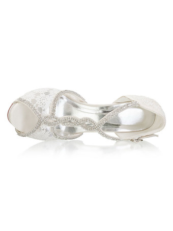 豪華な結婚式の靴プラットフォームのぞき見つま先T型スチレットヒール3.9 "ブライダルシューズ