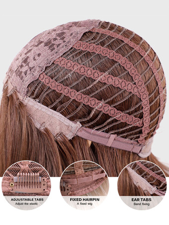 合成かつらライトブラウンフルボリュームカールレーヨンカジュアルロングウィッグ