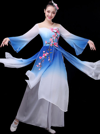 ブルー 中国の伝統的なダンスの休日カーニバル衣装2ピース衣装