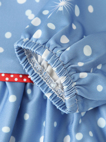 サンタコスプレ衣装 ライトスカイブルー ドレス クリスマス 子供用 コットン クリスマス柄 コスチューム ホリデーコスチューム