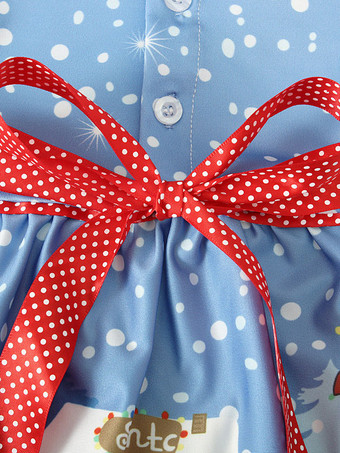 サンタコスプレ衣装 ライトスカイブルー ドレス クリスマス 子供用 コットン クリスマス柄 コスチューム ホリデーコスチューム