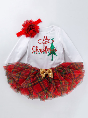 ホワイト サンタコスプレ衣装 ホワイト 赤ちゃん用 コットン 髪飾り トップス ミニスカート コスチューム コスチューム ホリデーコスチューム