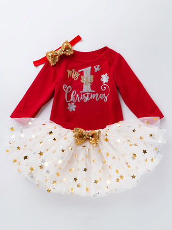Enfant De Noël Ensemble Sequin Dorure Tutu Jupe Avec Coton Top Costume Bébé Déguisement Noël Cadeau Enfant