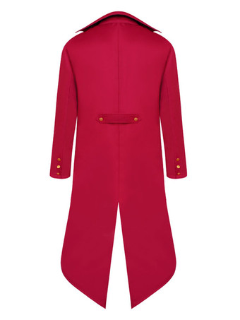 男のためのレトロな衣装ハイローコートボタンアップヴィンテージタキシード バーガンディ