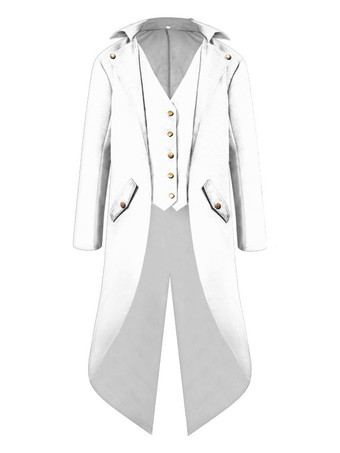 ホワイト 男のためのレトロな衣装ハイローコートボタンアップヴィンテージタキシード バーガンディ