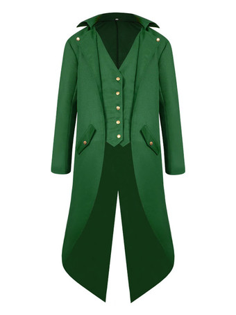 グリーン 男のためのレトロな衣装ハイローコートボタンアップヴィンテージタキシード バーガンディ