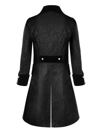 男性用ブラックヴィンテージコート中世ベロアレトロコスチューム