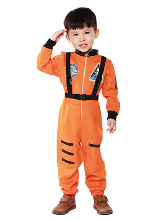Carnaval Enfants Orange Astronaute Cosplay Combinaison Polyester Ensemble Enfants Cosplay Costumes Déguisements Halloween