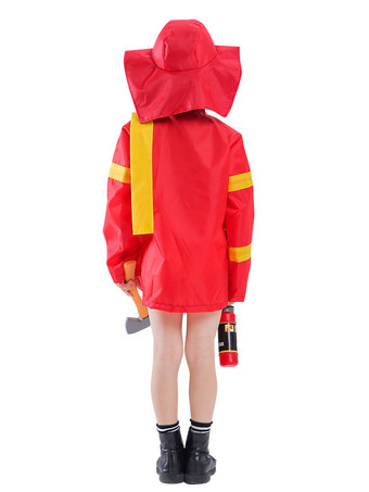 Carnaval Enfants Pompier Rouge Cosplay Gilet Chapeau Polyester Ensemble Enfants Cosplay Costumes Déguisements Halloween