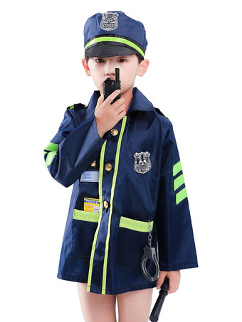 Carnival Traffic Police Kids Dark Navy Cosplay Polyester Set Kids Cosplay Costumes Déguisements Halloween