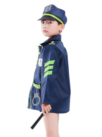 Carnival Traffic Police Kids Dark Navy Cosplay Polyester Set Kids Cosplay Costumes Déguisements Halloween