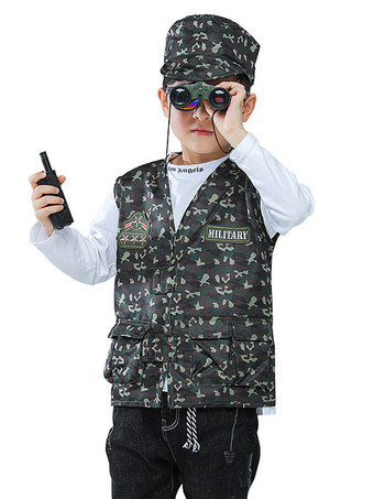 Carnaval armée enfants cosplay vert polyester ensemble enfants cosplay costumes Déguisements Halloween