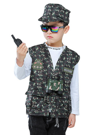 vert Carnaval armée enfants cosplay vert polyester ensemble enfants cosplay costumes Déguisements Halloween