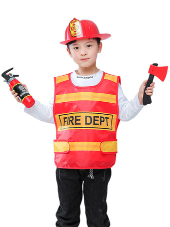 Carnaval pompier enfants rouge Cosplay Polyester ensemble enfants Cosplay Costumes Déguisements Halloween