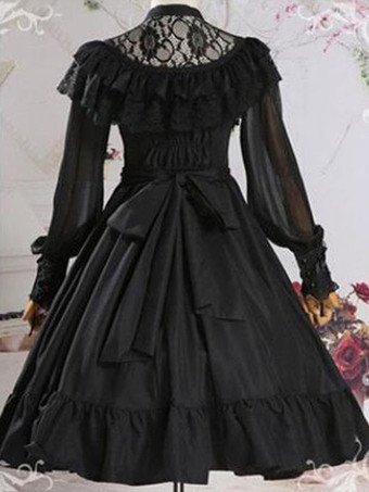 甘いロリータOPドレスブラックフリルロリータワンピースドレス