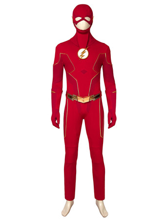 The Flash Cosplay Barry Allen Ture Red Faux Leather Set DC Comics Cosplay Costume