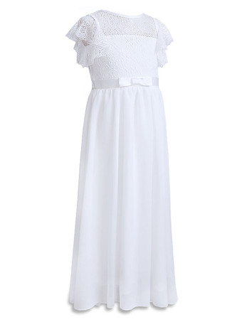 フラワーガールドレス ジュエルネック ノースリーブ プリーツ フォーマル キッズ ページェントドレス