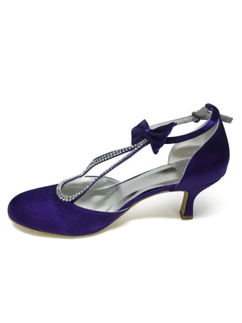 パープル ホワイト　ウェディングシューズ　2026　サテン　ポインテッドトゥ　リボン　ブライダルシューズ　ヴィンテージ　ウェディングシューズ