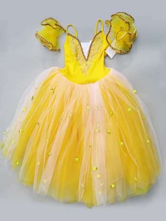 イエローバレエ レオタード バレエ衣装 ピンク ライクラ・スパンデックス パフォーマンス バレリーナ 無地 ダンス衣装　コスチューム