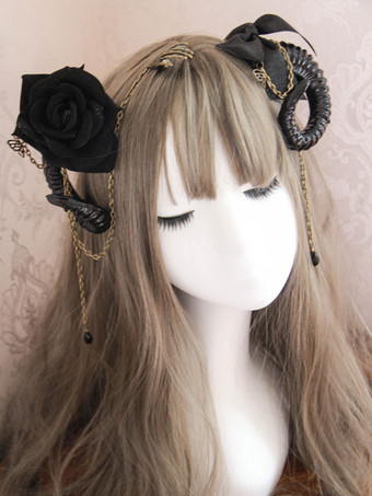 Gothic Lolita Hair Accessory Bow Rose Cavel Metallic Satin Lolita Hair Clip