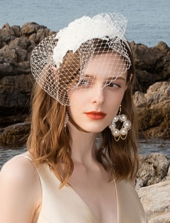 blanc Casques Vintage Cage À Oiseaux Voile Bandeau Rétro Costume Accessoires Femmes Royal Accessoires de Cheveux Déguisements Halloween