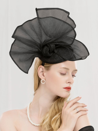 noir Champagne Fascinator Hat Chapeau Rétro Femme En Lin Déguisements Halloween