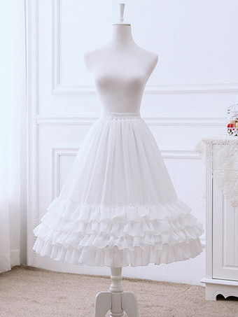 Lolita en mousseline de soie jupe noeud à volants Lolitapetticoat blanc