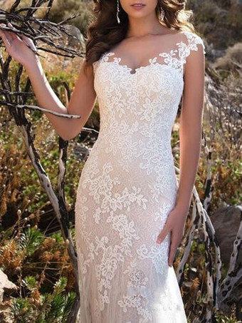 マーメイド ドレス ナチュラルウェストライン ウェディングドレス チュール 花嫁 ブライダル Vネック アイボリー オーダーメイドも可能 半袖 スウィープトレーン くるみボタン マーメイドライン 二次会 結婚式 披露宴 ウェディング