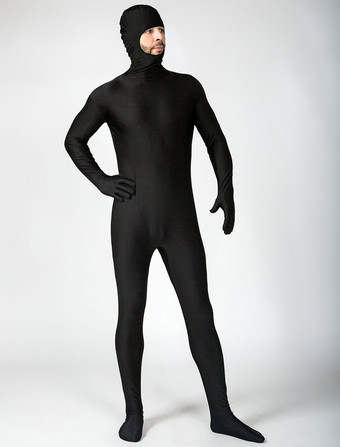 Morph Suit Black Lycra Spandex Fabric Catsuit with Face Opened Men's Body Suit