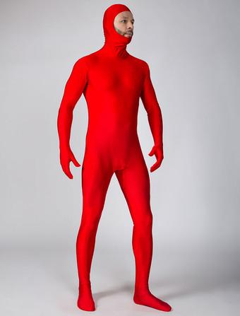 Dark Red Thick Velvet Spandex Zentai Full Bodysuit
