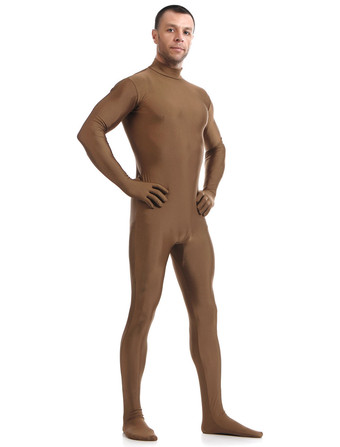 全身タイツ　ブラウン　単色　マスクなし　透明人間　ピュア　ニンジャ　舞台　演劇　仮装　変装　パーティー衣装　イベント　宴会　コスチューム