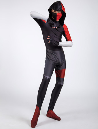 Fortnite - Costume de Cosplay en Combinaison d'Ikonik Zentai de Cosplay noir et rouge dans le jeu Fornite