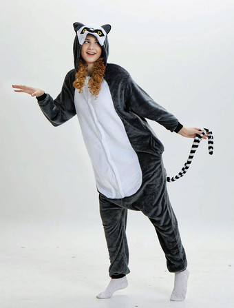 キツネザル 着ぐるみ 猿 グレー コスプレ 男女兼用 動物パジャマ 漫画 イベント ハロウィン 大人用 コスチューム クリスマス