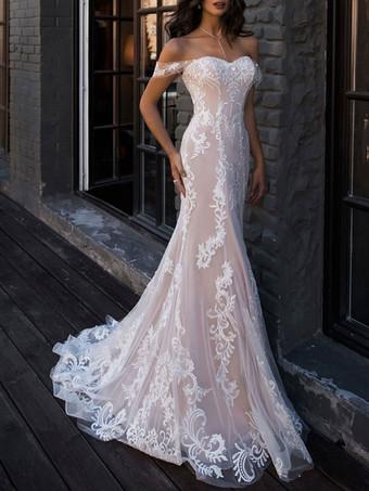 Long Sleeves Lace Boho Wedding Dresses Cheap Mermaid Bridal Gown--wedding  dresses 2024