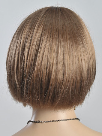 Breve rettilineo parrucche biondi arruffati frangia smussato Bobs