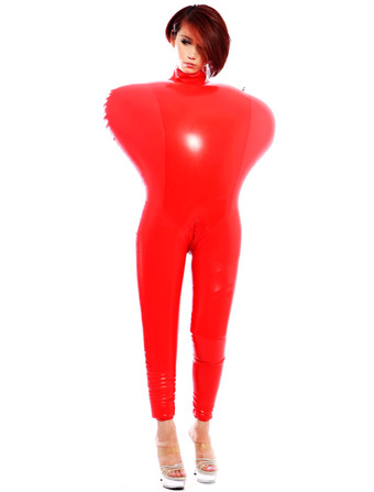 ユニークな赤いノースリーブの空気インフレ ラテックス服
