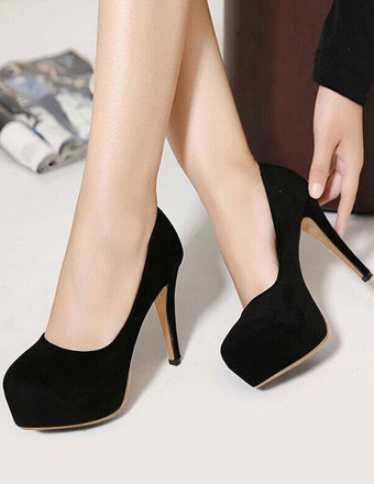 パンプス 厚底 プラットフォーム ブラック ピンヒール ラウンドトゥ マイクロスエード シューズ 11.5cm レイブ・クラブ クローズドバック パーティー キャバ イベント フォーマル レディース靴