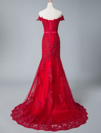 イブニングドレス ノースリーブ マーメイドライン オフショルダー パーティードレス 弾性シルクライクサテン レースアップ ダークグリーン トレーン付き フォーマルドレス 演奏会ドレス 結婚式 二次会ドレス 発表会 ウェディング