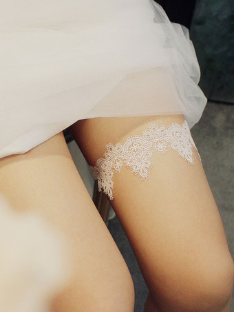 Jarretière de mariage jarretières de mariée en dentelle de polyester blanc