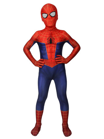 Marvel Comics Spider-Man Into The Spider Verse Kids Cosplay Jumpsuit Ture Red Film Lycra Spandex Marvel Comics Cosplay Costumes