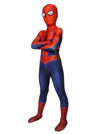 マーベルコミックスパイダーマンイントゥザスパイダーバースキッズコスプレジャンプスーツチュールレッドフィルムライクラスパンデックスマーベルコミックコスプレコスチューム