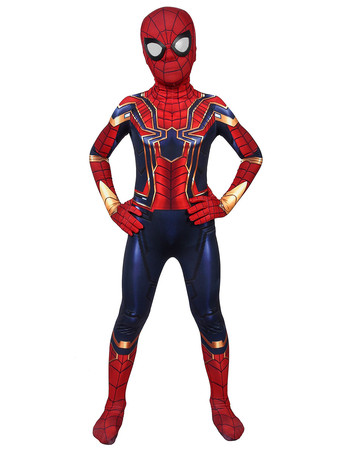 Homem-Aranha Homecoming Iron Spider Kids Cosplay Lycra Vermelha Spandex Trajes de Cosplay da Marvel Comics