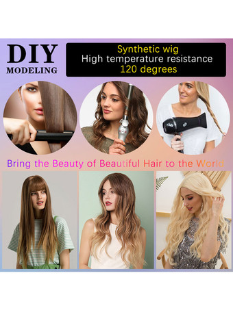 女性用ロングウィッグブラウンブラックストレートレーヨンカジュアルレイヤードロング合成ウィッグ