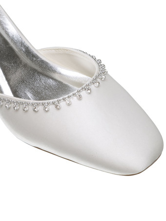 アンクルストラップウェディングシューズスクエアトゥツーパートミッドヒールブライダルシューズ