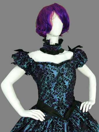 プリンセス 女性用 貴族ドレス 中世 ドレス ブルー ノースリーブ ポリエステル 綿じゅす ダンスパーティー ドレス チョーカー バロック風 中世 ドレス・貴族ドレス ヨーロッパ　宮廷風 レトロコスチューム コスチューム コスチューム