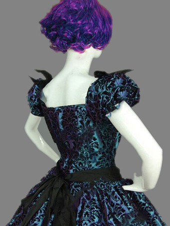 プリンセス 女性用 貴族ドレス 中世 ドレス ブルー ノースリーブ ポリエステル 綿じゅす ダンスパーティー ドレス チョーカー バロック風 中世 ドレス・貴族ドレス ヨーロッパ　宮廷風 レトロコスチューム コスチューム コスチューム