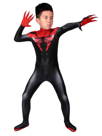 スーペリア スパイダーマン ブラック レッド コスプレ ジャンプスーツ ライクラスパンデックス マーベルコミック コスチューム